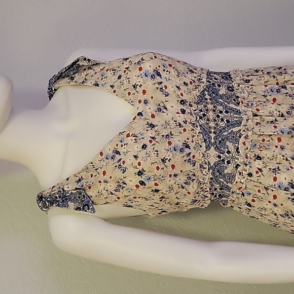 Vtg CATO Coquette Ditsy Floral V-Neck Bow Strap Boho Fairycore Dress - Picture 4 of 10